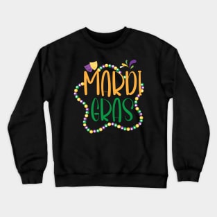 Mardi Gras, Womens Girls Mask Beads New Orleans Party Crewneck Sweatshirt